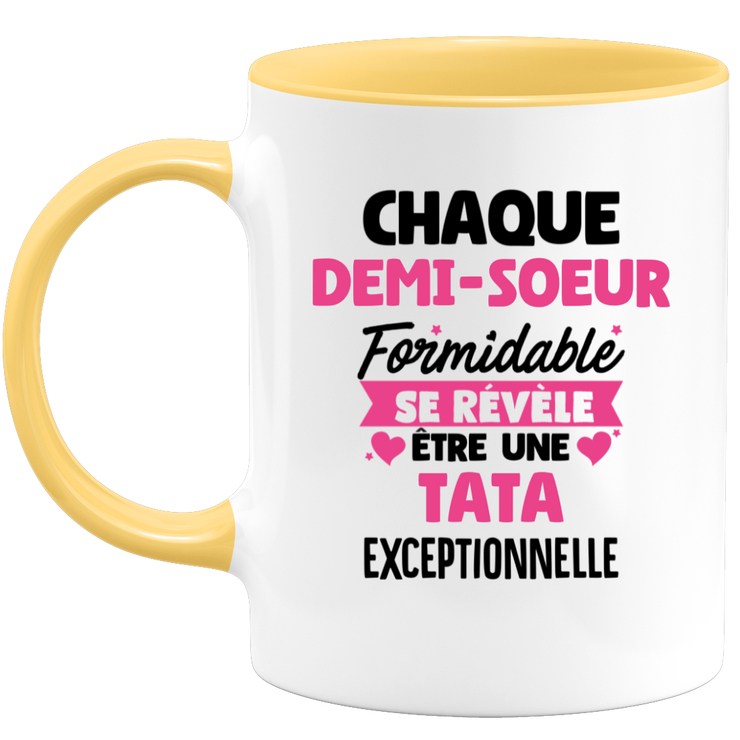 QUOTEDAZUR - Mug Chaque Demi-soeur Formidable Se Révèle Être Une Tata Exceptionnelle - Cadeau Future Tata - Surprise Annonce Grossesse Garçon/Fille Naissance Bébé Gender Reveal