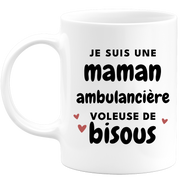 quotedazur - Mug je suis une maman Ambulancière voleuse de bisous - Cadeau Fête Des Mères Original - Idée Cadeau Pour Anniversaire Maman - Cadeau Pour Future Maman Naissance