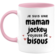 quotedazur - Mug Je Suis Une Maman Jockey Voleuse De Bisous - Cadeau Fête Des Mères Original - Idée Cadeau Pour Anniversaire Maman - Cadeau Pour Future Maman Naissance