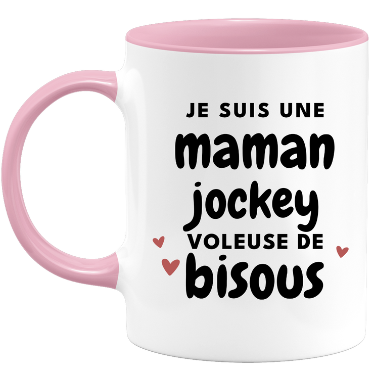 quotedazur - Mug Je Suis Une Maman Jockey Voleuse De Bisous - Cadeau Fête Des Mères Original - Idée Cadeau Pour Anniversaire Maman - Cadeau Pour Future Maman Naissance