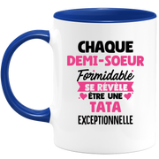 QUOTEDAZUR - Mug Chaque Demi-soeur Formidable Se Révèle Être Une Tata Exceptionnelle - Cadeau Future Tata - Surprise Annonce Grossesse Garçon/Fille Naissance Bébé Gender Reveal