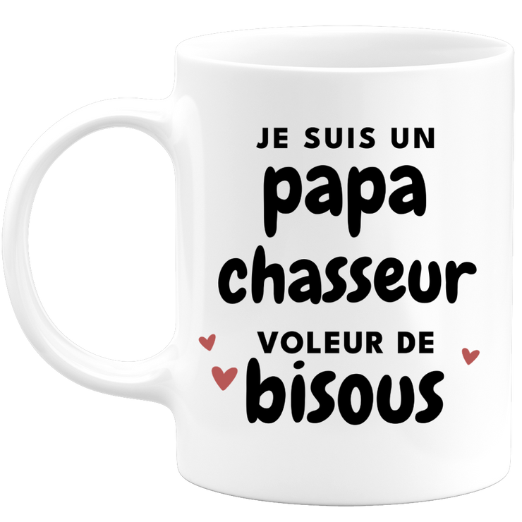 quotedazur - Mug Je Suis Un Papa Chasseur Voleur De Bisous - Cadeau Fê