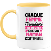 QUOTEDAZUR - Mug Chaque Femme Formidable Se Révèle Être Une Maman Exceptionnelle - Cadeau Future Maman - Surprise Annonce Grossesse Garçon/Fille Naissance Bébé Gender Reveal