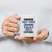 QUOTEDAZUR - Mug Chaque Demi-frère Formidable Se Révèle Être Un Oncle Exceptionnel - Cadeau Futur Oncle - Surprise Annonce Grossesse Garçon/Fille Naissance Bébé Gender Reveal