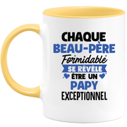 quotedazur - Mug Chaque Beau-Père Formidable Se Révèle Être Un Papy Exceptionnel - Cadeau Futur Papy - Surprise Annonce Grossesse Garçon/Fille Naissance Bébé Gender Reveal
