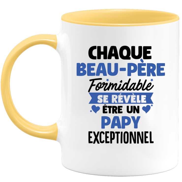 quotedazur - Mug Chaque Beau-Père Formidable Se Révèle Être Un Papy Exceptionnel - Cadeau Futur Papy - Surprise Annonce Grossesse Garçon/Fille Naissance Bébé Gender Reveal