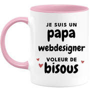 quotedazur - Mug Je Suis Un Papa Webdesigner Voleur De Bisous - Cadeau Fête Des Pères Original - Idée Cadeau Pour Anniversaire Papa - Cadeau Pour Futur Papa Naissance