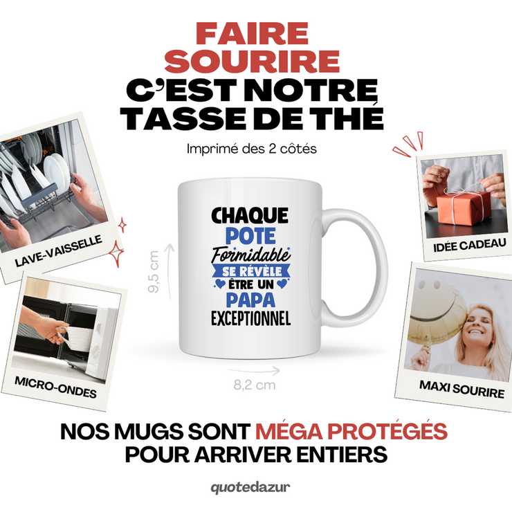quotedazur - Mug Chaque Pote Formidable Se Révèle Être Un Papa Exceptionnel - Cadeau Futur Papa - Surprise Annonce Grossesse Garçon/Fille Naissance Bébé Gender Reveal