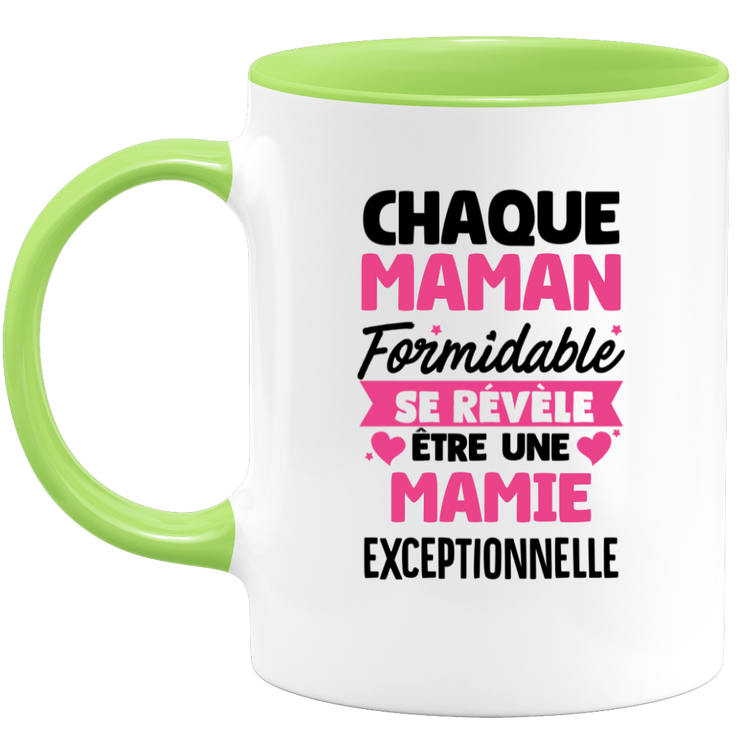 quotedazur - Mug Chaque Maman Formidable Se Révèle Être Une Mamie Exceptionnelle - Cadeau Future Mamie - Surprise Annonce Grossesse Garçon/Fille Naissance Bébé Gender Reveal