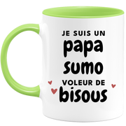 quotedazur - Mug Je Suis Un Papa Sumo Voleur De Bisous - Cadeau Fête Des Pères Original - Idée Cadeau Pour Anniversaire Papa - Cadeau Pour Futur Papa Naissance