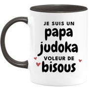 quotedazur - Mug Je Suis Un Papa Judoka Voleur De Bisous - Cadeau Fête Des Pères Original - Idée Cadeau Pour Anniversaire Papa - Cadeau Pour Futur Papa Naissance