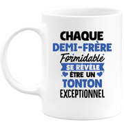 quotedazur - Mug Chaque Demi-Frère Formidable Se Révèle Être Un Tonton Exceptionnel - Cadeau Futur Tonton - Surprise Annonce Grossesse Garçon/Fille Naissance Bébé Gender Reveal