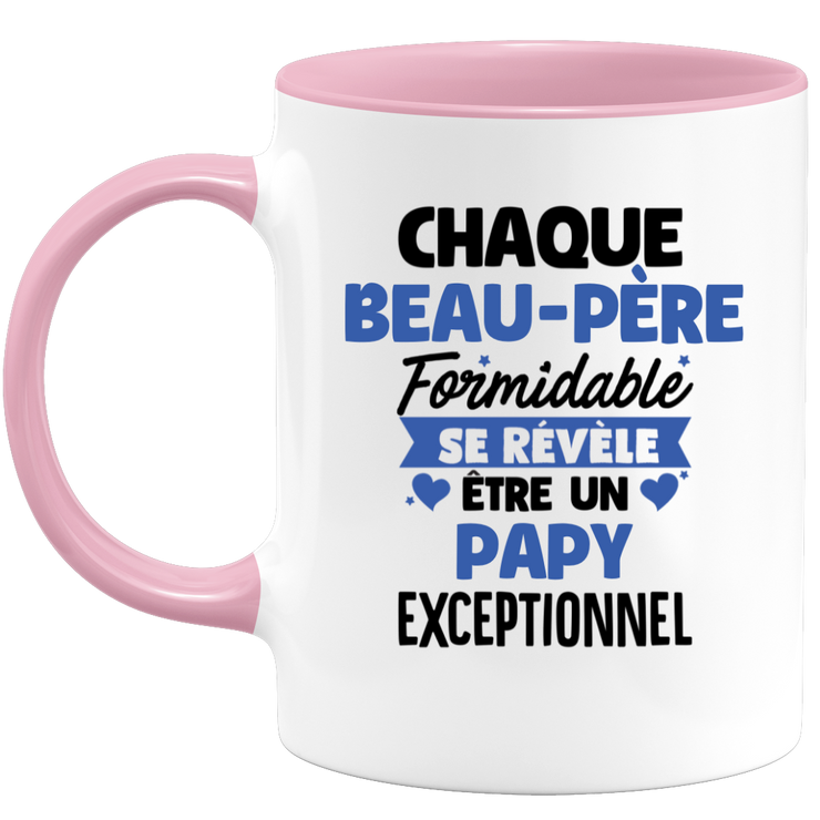 quotedazur - Mug Chaque Beau-Père Formidable Se Révèle Être Un Papy Exceptionnel - Cadeau Futur Papy - Surprise Annonce Grossesse Garçon/Fille Naissance Bébé Gender Reveal
