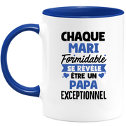 quotedazur - Mug Chaque Mari Formidable Se Révèle Être Un Papa Exceptionnel - Cadeau Futur Papa - Surprise Annonce Grossesse Garçon/Fille Naissance Bébé Gender Reveal