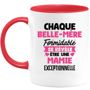 QUOTEDAZUR - Mug Chaque Belle-mère Formidable Se Révèle Être Une Mamie Exceptionnelle - Cadeau Future Mamie - Surprise Annonce Grossesse Garçon/Fille Naissance Bébé Gender Reveal