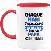 QUOTEDAZUR - Mug Chaque Mari Formidable Se Révèle Être Un Papa Exceptionnel - Cadeau Futur Papa - Surprise Annonce Grossesse Garçon/Fille Naissance Bébé Gender Reveal