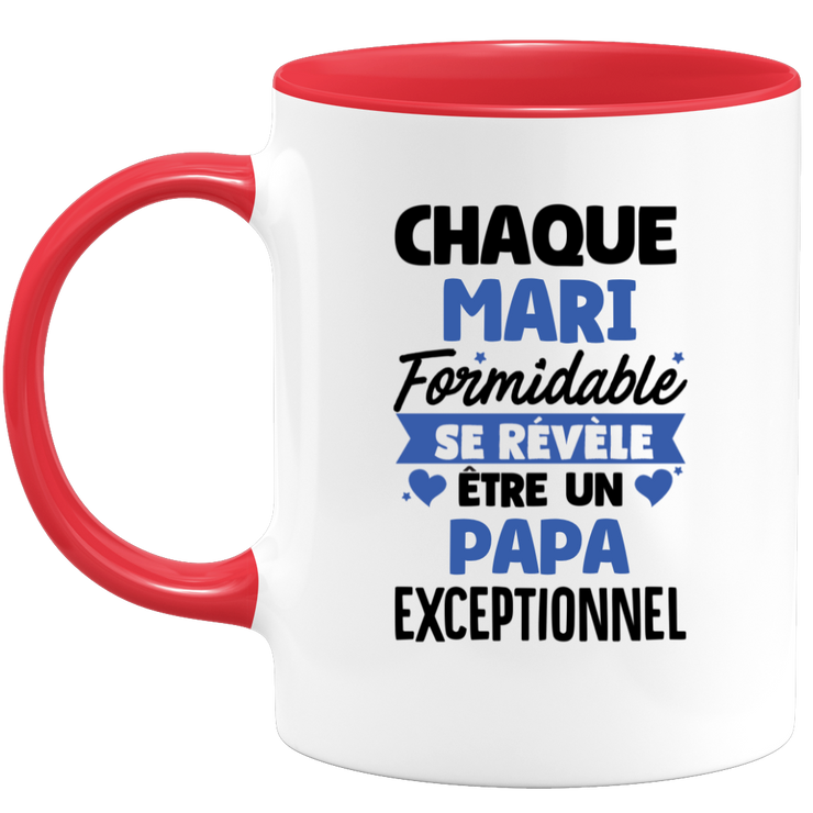 QUOTEDAZUR - Mug Chaque Mari Formidable Se Révèle Être Un Papa Exceptionnel - Cadeau Futur Papa - Surprise Annonce Grossesse Garçon/Fille Naissance Bébé Gender Reveal