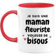 quotedazur - Mug Je Suis Une Maman Fleuriste Voleuse De Bisous - Cadeau Fête Des Mères Original - Idée Cadeau Pour Anniversaire Maman - Cadeau Pour Future Maman Naissance