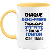 QUOTEDAZUR - Mug Chaque Demi-frère Formidable Se Révèle Être Un Tonton Exceptionnel - Cadeau Futur Tonton - Surprise Annonce Grossesse Garçon/Fille Naissance Bébé Gender Reveal