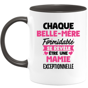 QUOTEDAZUR - Mug Chaque Belle-mère Formidable Se Révèle Être Une Mamie Exceptionnelle - Cadeau Future Mamie - Surprise Annonce Grossesse Garçon/Fille Naissance Bébé Gender Reveal