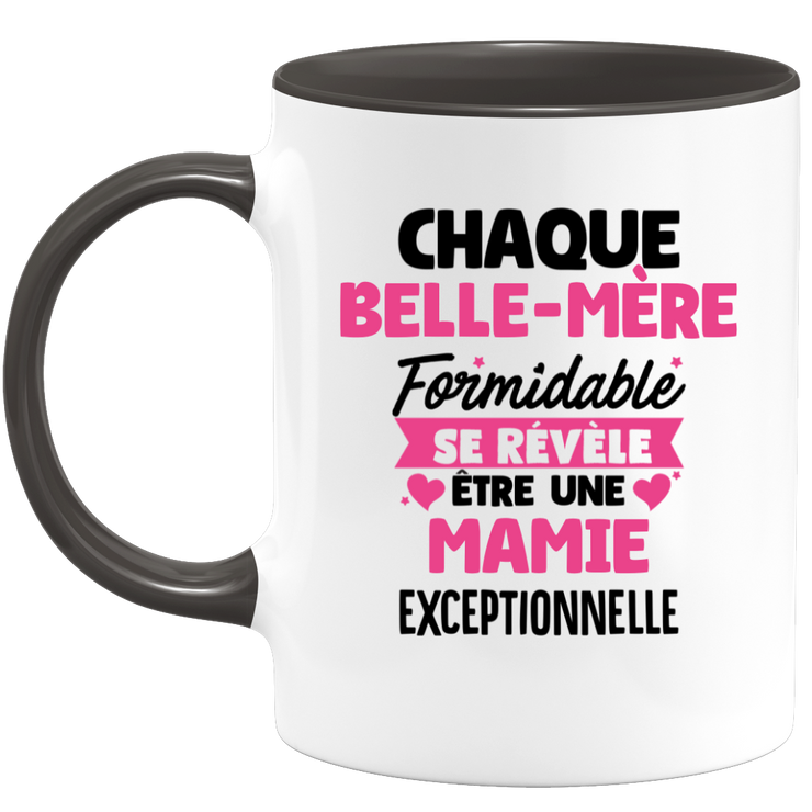 quotedazur - Mug Chaque Belle-Mère Formidable Se Révèle Être Une Mamie Exceptionnelle - Cadeau Future Mamie - Surprise Annonce Grossesse Garçon/Fille Naissance Bébé Gender Reveal
