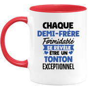 QUOTEDAZUR - Mug Chaque Demi-frère Formidable Se Révèle Être Un Tonton Exceptionnel - Cadeau Futur Tonton - Surprise Annonce Grossesse Garçon/Fille Naissance Bébé Gender Reveal