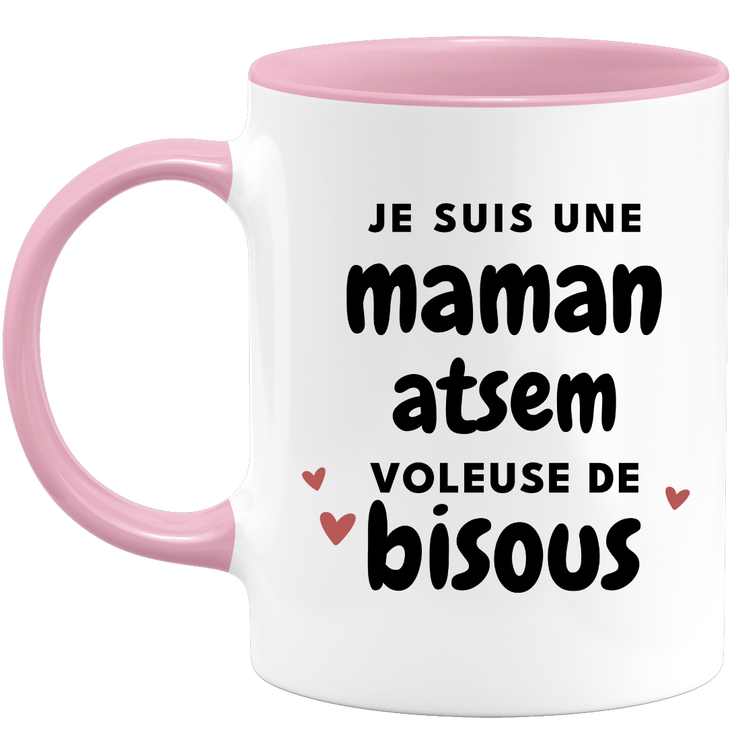 quotedazur - Mug je suis une maman ATSEM voleuse de bisous - Cadeau Fête Des Mères Original - Idée Cadeau Pour Anniversaire Maman - Cadeau Pour Future Maman Naissance