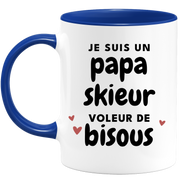 quotedazur - Mug Je Suis Un Papa Skieur Voleur De Bisous - Cadeau Fête Des Pères Original - Idée Cadeau Pour Anniversaire Papa - Cadeau Pour Futur Papa Naissance