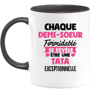 QUOTEDAZUR - Mug Chaque Demi-soeur Formidable Se Révèle Être Une Tata Exceptionnelle - Cadeau Future Tata - Surprise Annonce Grossesse Garçon/Fille Naissance Bébé Gender Reveal