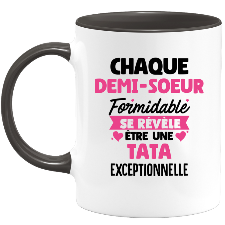 QUOTEDAZUR - Mug Chaque Demi-soeur Formidable Se Révèle Être Une Tata Exceptionnelle - Cadeau Future Tata - Surprise Annonce Grossesse Garçon/Fille Naissance Bébé Gender Reveal