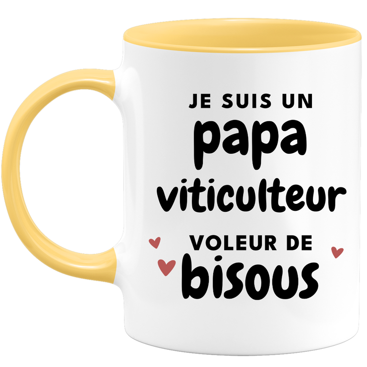 quotedazur - Mug Je Suis Un Papa Viticulteur Voleur De Bisous - Cadeau Fête Des Pères Original - Idée Cadeau Pour Anniversaire Papa - Cadeau Pour Futur Papa Naissance