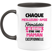 QUOTEDAZUR - Mug Chaque Meilleure-amie Formidable Se Révèle Être Une Maman Exceptionnelle - Cadeau Future Maman - Surprise Annonce Grossesse Garçon/Fille Naissance Bébé Gender Reveal