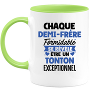 QUOTEDAZUR - Mug Chaque Demi-frère Formidable Se Révèle Être Un Tonton Exceptionnel - Cadeau Futur Tonton - Surprise Annonce Grossesse Garçon/Fille Naissance Bébé Gender Reveal