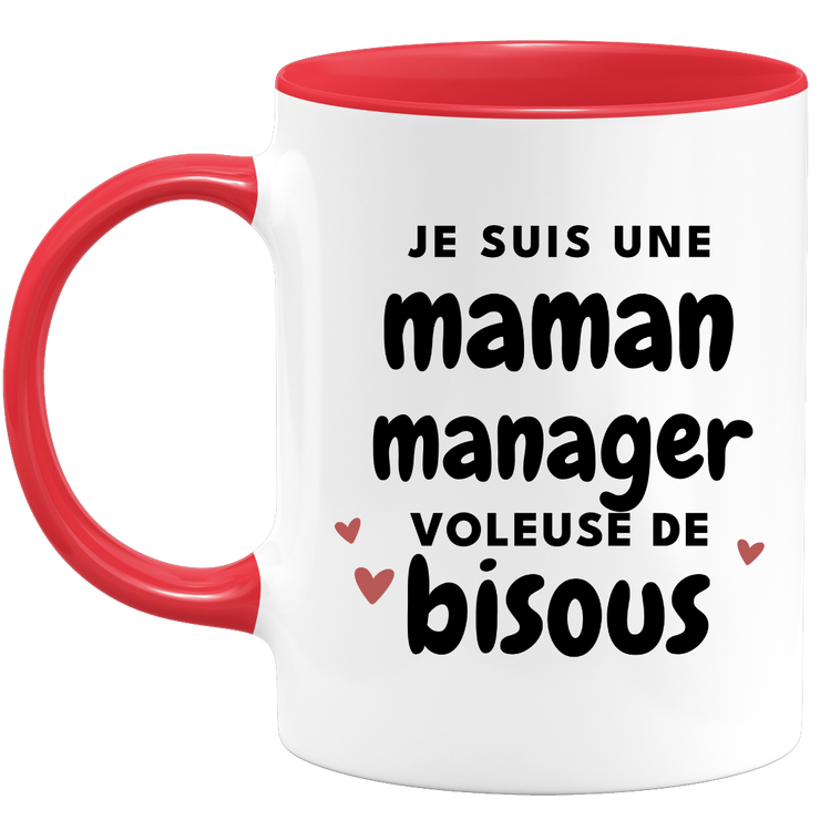 quotedazur - Mug je suis une maman Manager voleuse de bisous - Cadeau Fête Des Mères Original - Idée Cadeau Pour Anniversaire Maman - Cadeau Pour Future Maman Naissance