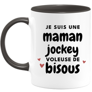 quotedazur - Mug Je Suis Une Maman Jockey Voleuse De Bisous - Cadeau Fête Des Mères Original - Idée Cadeau Pour Anniversaire Maman - Cadeau Pour Future Maman Naissance