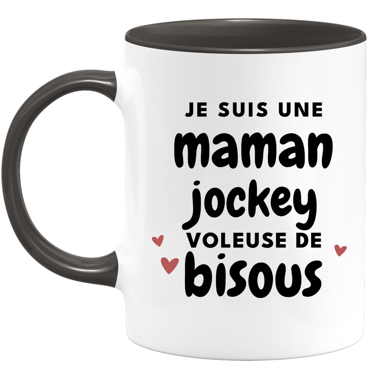 quotedazur - Mug Je Suis Une Maman Jockey Voleuse De Bisous - Cadeau Fête Des Mères Original - Idée Cadeau Pour Anniversaire Maman - Cadeau Pour Future Maman Naissance