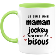 quotedazur - Mug Je Suis Une Maman Jockey Voleuse De Bisous - Cadeau Fête Des Mères Original - Idée Cadeau Pour Anniversaire Maman - Cadeau Pour Future Maman Naissance