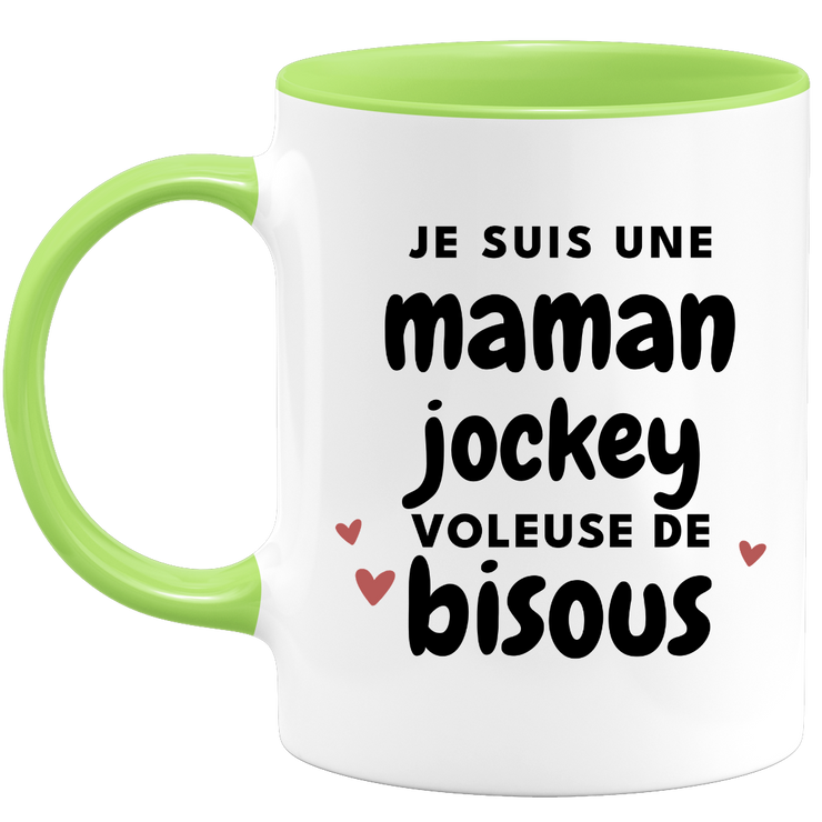quotedazur - Mug Je Suis Une Maman Jockey Voleuse De Bisous - Cadeau Fête Des Mères Original - Idée Cadeau Pour Anniversaire Maman - Cadeau Pour Future Maman Naissance