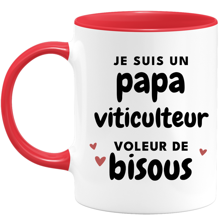 quotedazur - Mug Je Suis Un Papa Viticulteur Voleur De Bisous - Cadeau Fête Des Pères Original - Idée Cadeau Pour Anniversaire Papa - Cadeau Pour Futur Papa Naissance