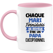 QUOTEDAZUR - Mug Chaque Mari Formidable Se Révèle Être Un Papa Exceptionnel - Cadeau Futur Papa - Surprise Annonce Grossesse Garçon/Fille Naissance Bébé Gender Reveal