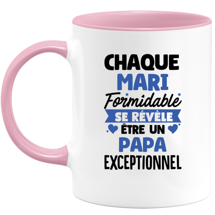 QUOTEDAZUR - Mug Chaque Mari Formidable Se Révèle Être Un Papa Exceptionnel - Cadeau Futur Papa - Surprise Annonce Grossesse Garçon/Fille Naissance Bébé Gender Reveal