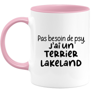 quotedazur - Mug Pas Besoin De Psy J'ai Un Terrier Lakeland - Cadeau Humour Chien - Tasse Originale Animaux Cadeau Noël Anniversaire