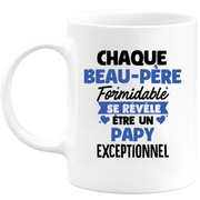 QUOTEDAZUR - Mug Chaque Beau-père Formidable Se Révèle Être Un Papy Exceptionnel - Cadeau Futur Papy - Surprise Annonce Grossesse Garçon/Fille Naissance Bébé Gender Reveal