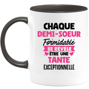 quotedazur - Mug Chaque Demi-Soeur Formidable Se Révèle Être Une Tante Exceptionnelle - Cadeau Future Tante - Surprise Annonce Grossesse Garçon/Fille Naissance Bébé Gender Reveal