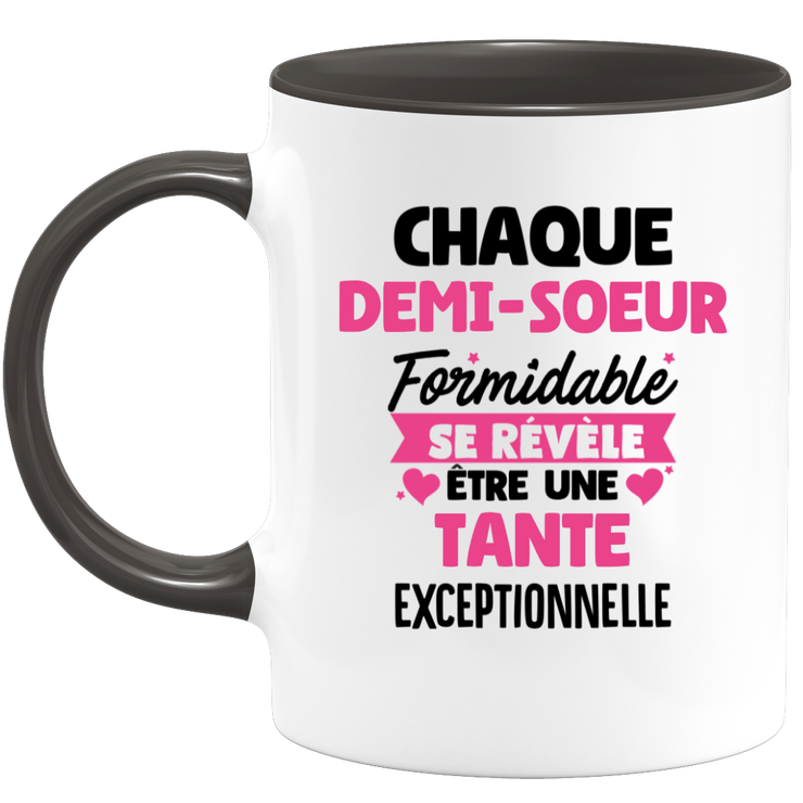 quotedazur - Mug Chaque Demi-Soeur Formidable Se Révèle Être Une Tante Exceptionnelle - Cadeau Future Tante - Surprise Annonce Grossesse Garçon/Fille Naissance Bébé Gender Reveal