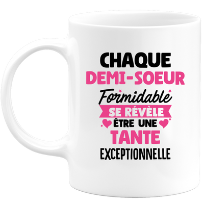 quotedazur - Mug Chaque Demi-Soeur Formidable Se Révèle Être Une Tante Exceptionnelle - Cadeau Future Tante - Surprise Annonce Grossesse Garçon/Fille Naissance Bébé Gender Reveal
