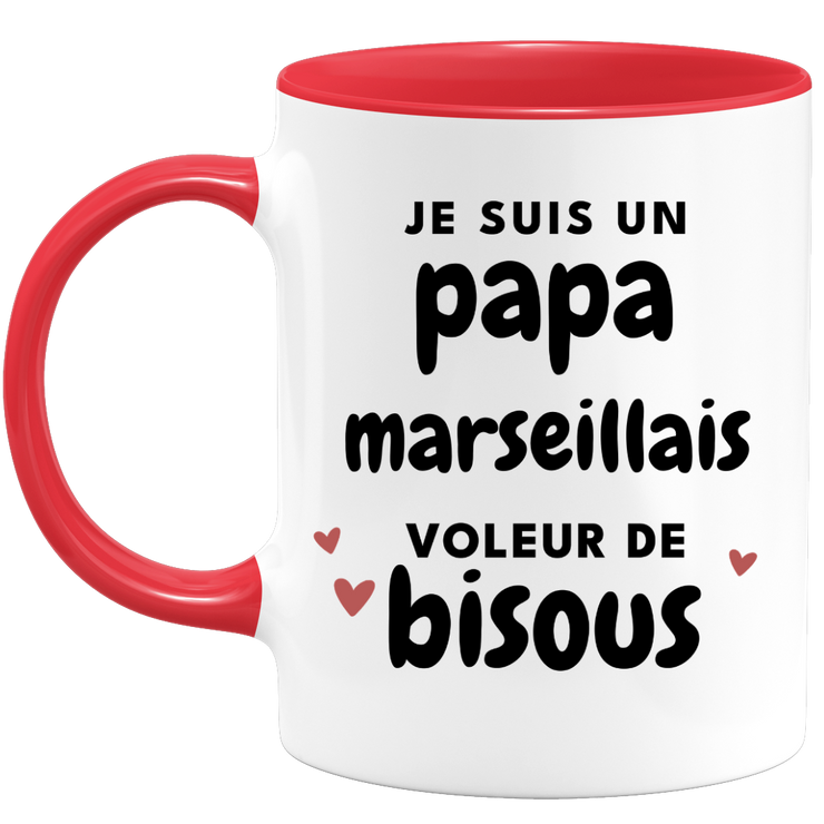 quotedazur - Mug Je Suis Un Papa Marseillais Voleur De Bisous - Cadeau Fête Des Pères Original - Idée Cadeau Pour Anniversaire Papa - Cadeau Pour Futur Papa Naissance