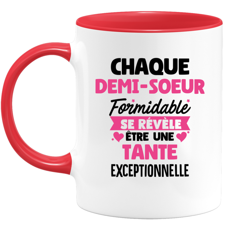 quotedazur - Mug Chaque Demi-Soeur Formidable Se Révèle Être Une Tante Exceptionnelle - Cadeau Future Tante - Surprise Annonce Grossesse Garçon/Fille Naissance Bébé Gender Reveal