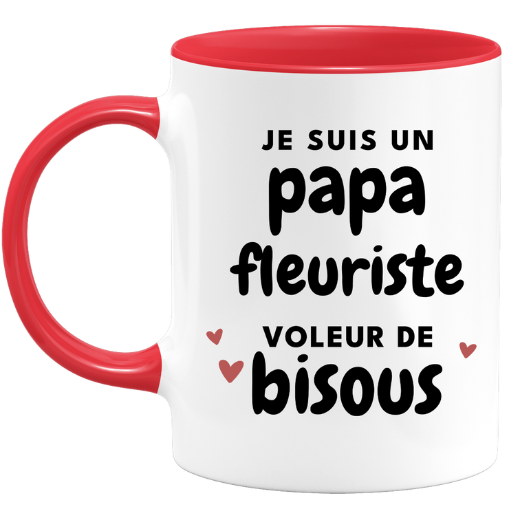 quotedazur - Mug Je Suis Un Papa Fleuriste Voleur De Bisous - Cadeau Fête Des Pères Original - Idée Cadeau Pour Anniversaire Papa - Cadeau Pour Futur Papa Naissance