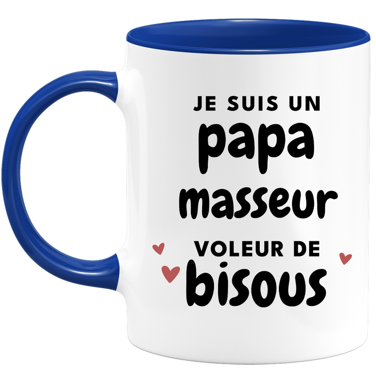 quotedazur - Mug Je Suis Un Papa Masseur Voleur De Bisous - Cadeau Fête Des Pères Original - Idée Cadeau Pour Anniversaire Papa - Cadeau Pour Futur Papa Naissance